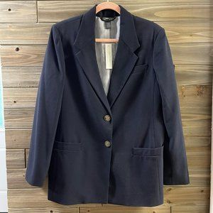 SUPPLY & DEMAND Navy Single Breasted School Boy Long Line Blazer Women L